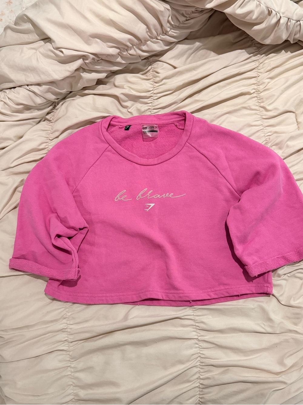 Gymshark Kids Pink Cropped 'be brave' Sweatshirt